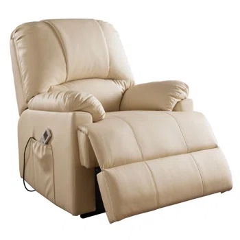 Beige PU Upholstered Recliner With Power Lift And Massage By Latitude Run (INCOMPLETE SET, MISSING BOX)