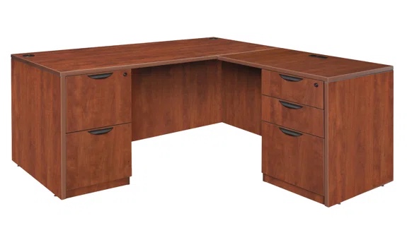 Regency Legacy L Desk with Double Full Pedestal Drawer Unit