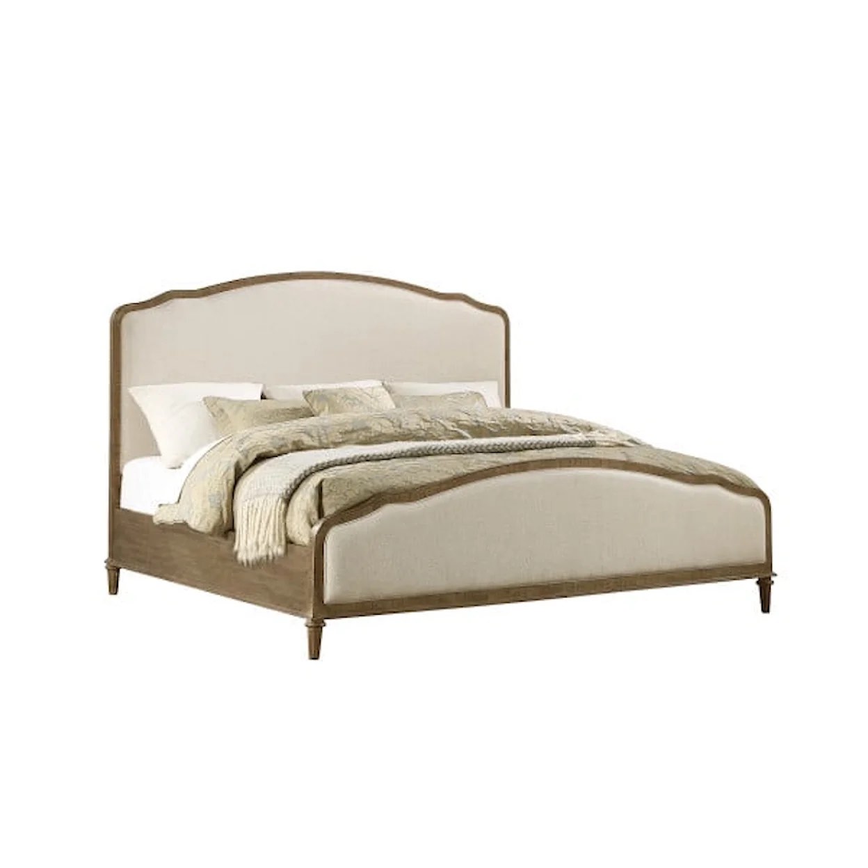 Relaxed Vintage King Arched Panel Bed with Upholstery Interlude Collection