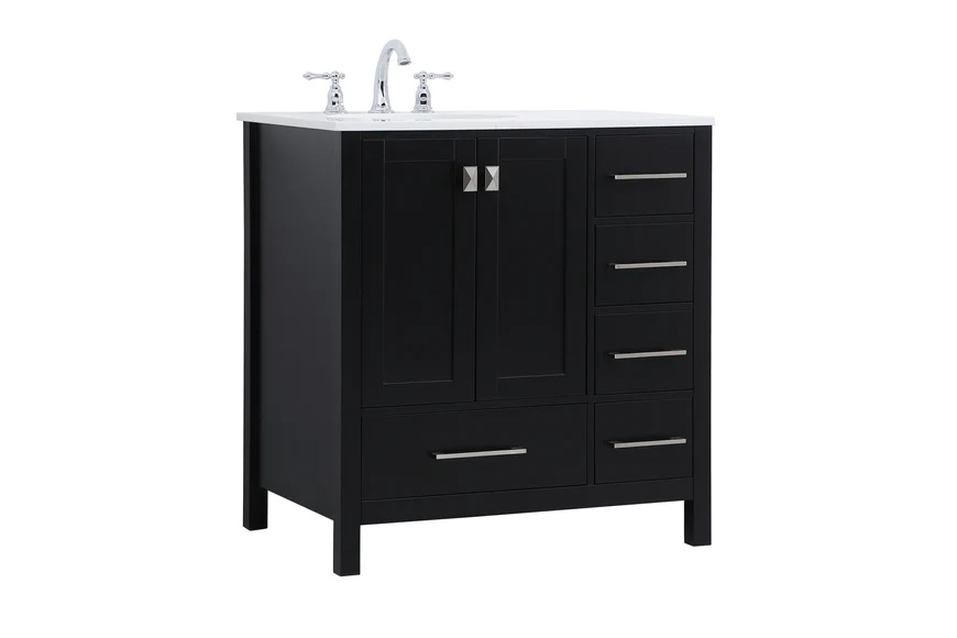 IRENE SINGLE BATHROOM VANITY in Black by Elegant Lighting