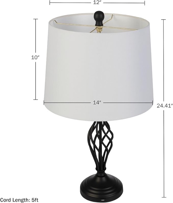 Bay Isle Home Set Of 2 Modern Table Lamps, Black