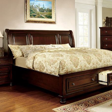Furniture of America Northville King Storage Platform Bed in Dark Cherry CM7683EK (INCOMPLETE SET, MISSING BOX)