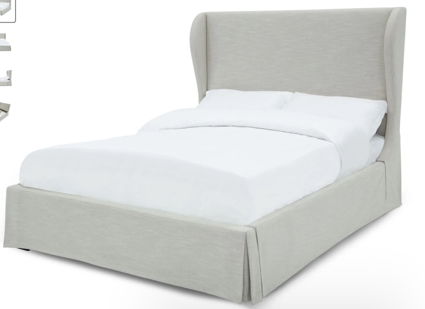 Hera Upholstered Skirted Panel Bed in Oatmeal.