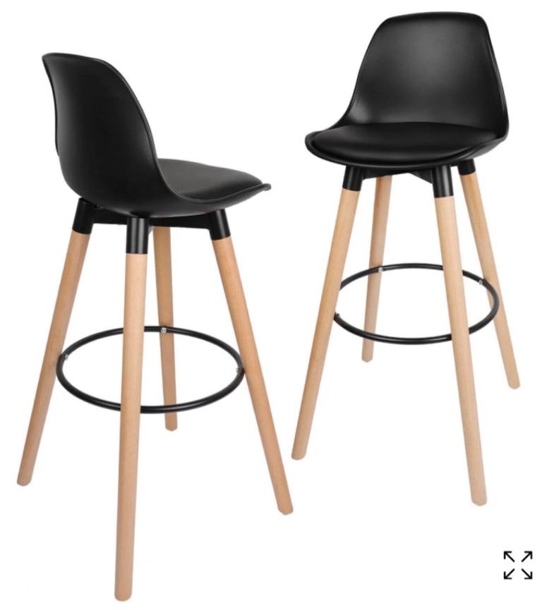 29" PU Leather Chair Bar Stools, 2 Pcs