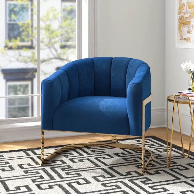 Karina Velvet Barrel Chair blue 
