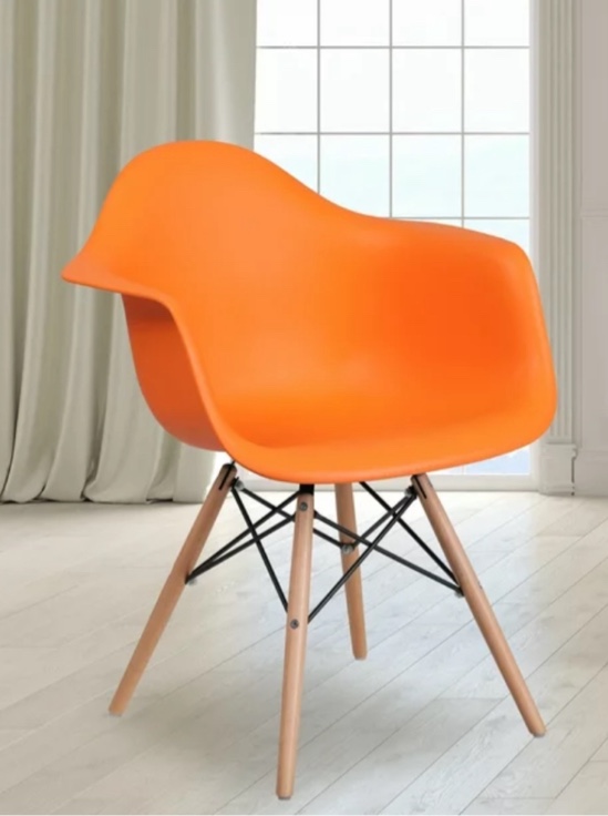 Allensville Plastic Chair with Arms and Wooden Legs
