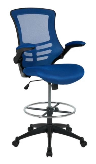 Magruder Mid-Back Ergonomic Drafting Chair with Adjustable Foot Ring and Flip-Up Arms