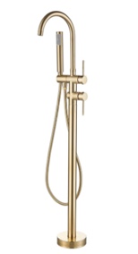 Dual Handle Floor Mounted Tub Filler with Handheld Shower