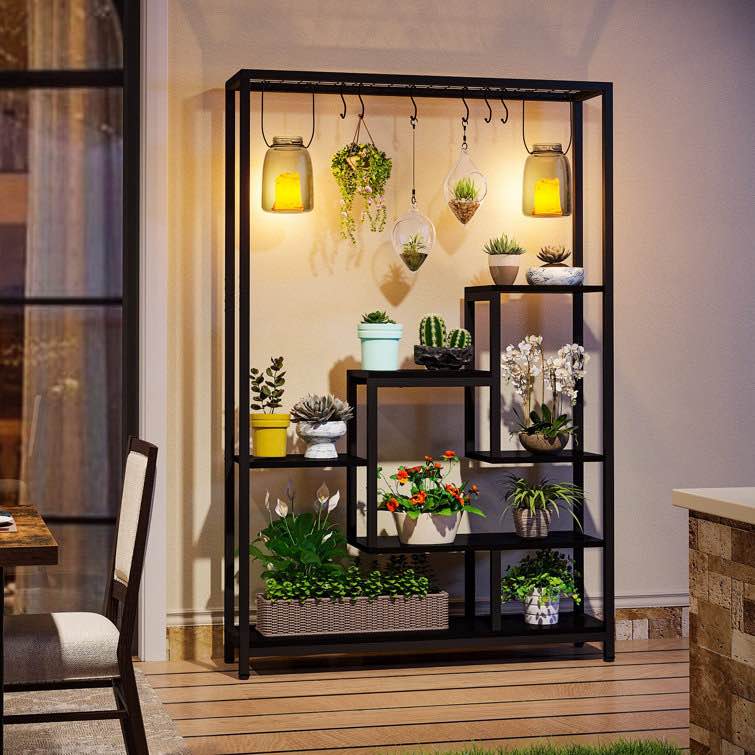 Mahala Rectangular Multi-Tiered Plant Stand - Black