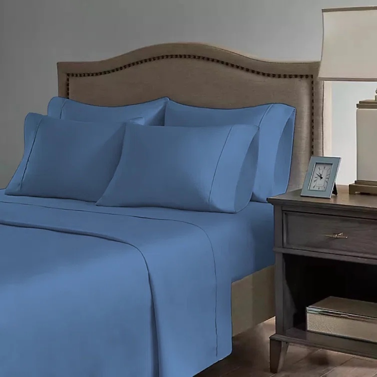 Queen Oxford Blue Kelly Premium Rayon From Bamboo Sheet Set With Deep Pockets