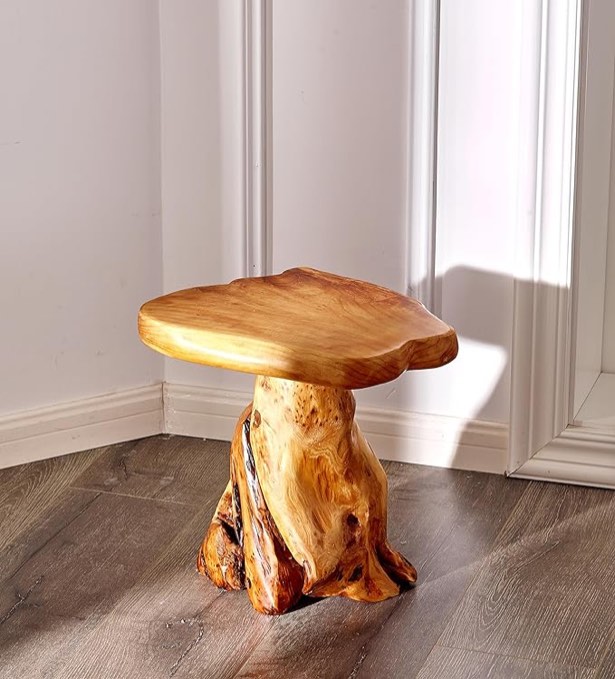 Gerrity Solid Wood Tree Stump End Table (INCOMPLETE, top of table is loose)