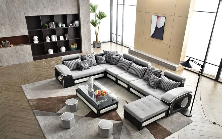 Selena Modular Tufted Sectional, Black + Light Grey (INCOMPLETE SET, BOX 3 of 4 ONLY)