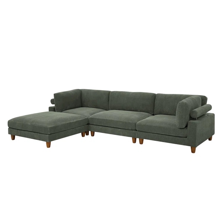 Barbarette 133.5'' Corduroy Reversible Modular Sectional by Wade Logan