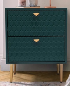 WF-JH-013-GR. 2 DRAWER ACCENT CABINET. HIGH GLOSS GREEN 