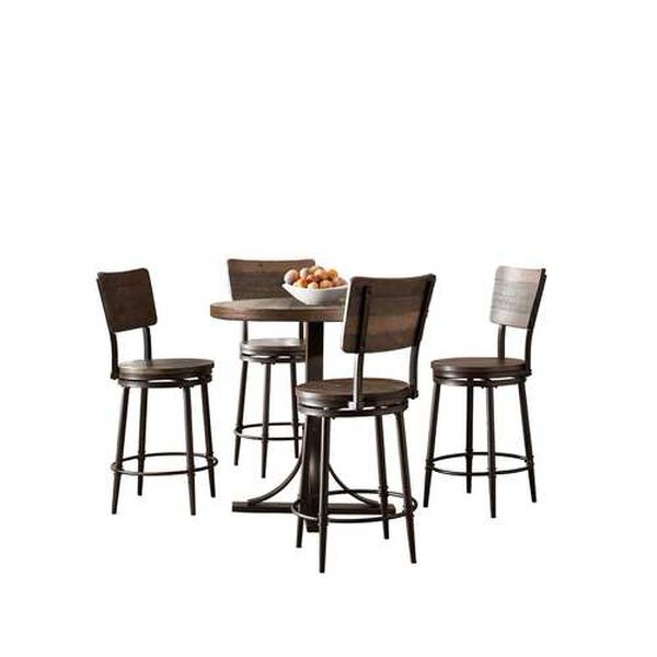 Jennings Distressed Walnut Wood Five-Piece Counter Height Dining Set (table only,INCOMPLETE)