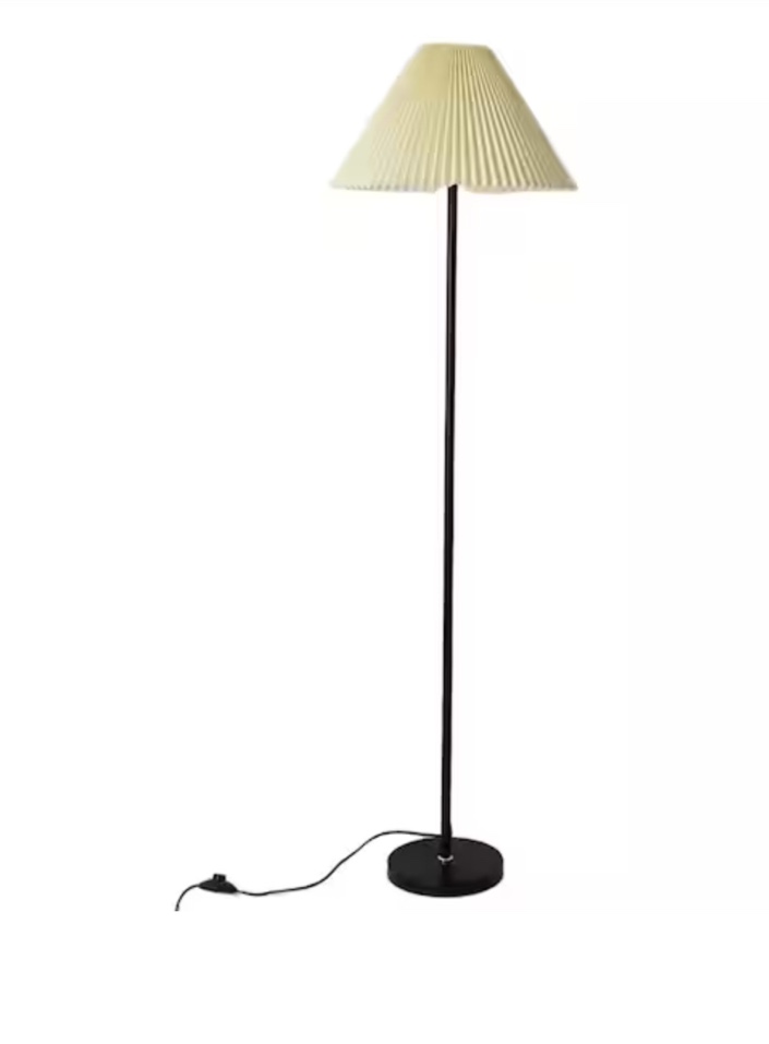 YANSUN 61 in. Black Tree Floor Lamp With White Fabric Mushroom Shade, With Foot Step Switch for Bedroom Dining Room Living Room
