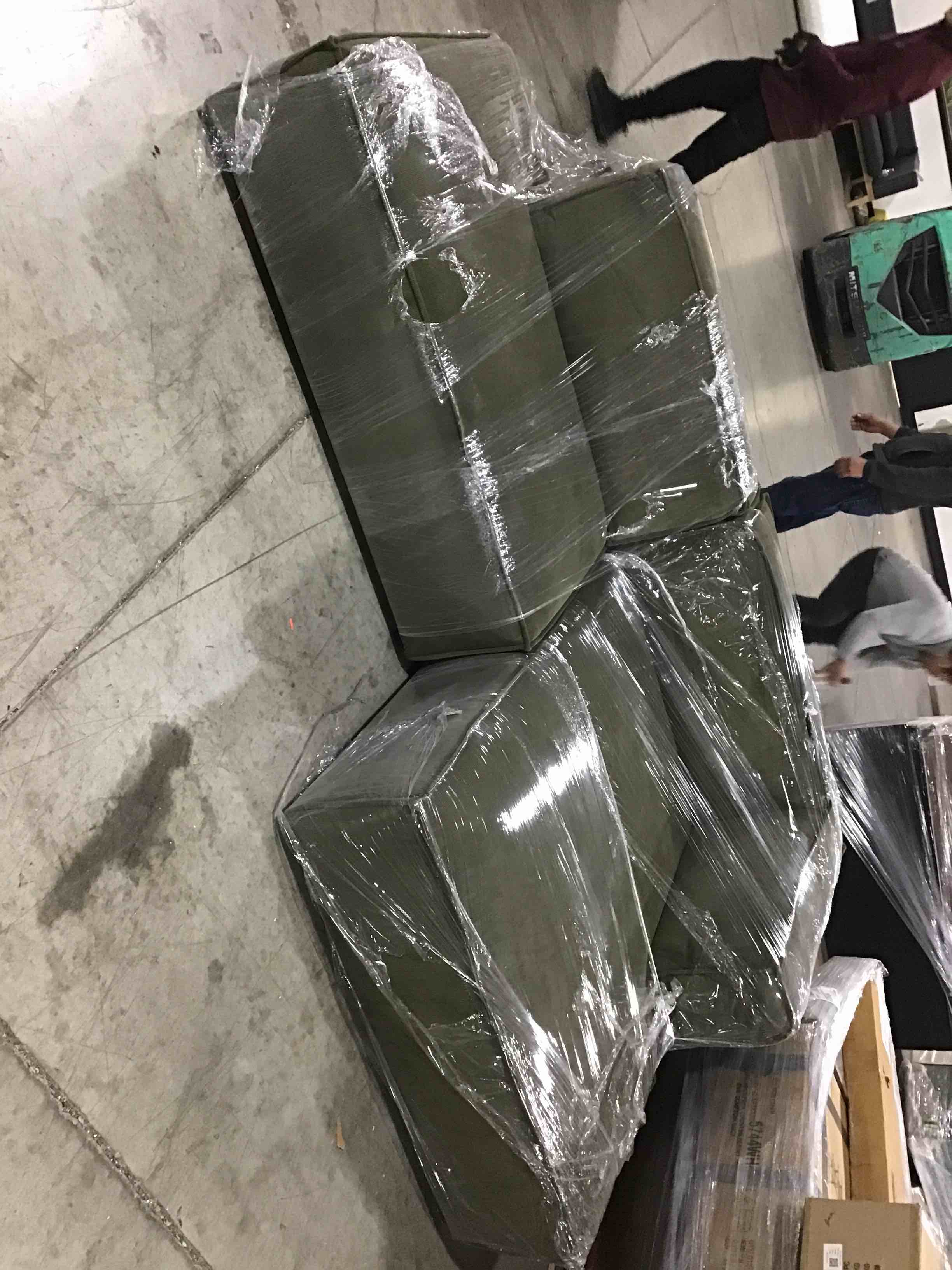 Unique Furniture Inc Green Corduroy Modular Sectional