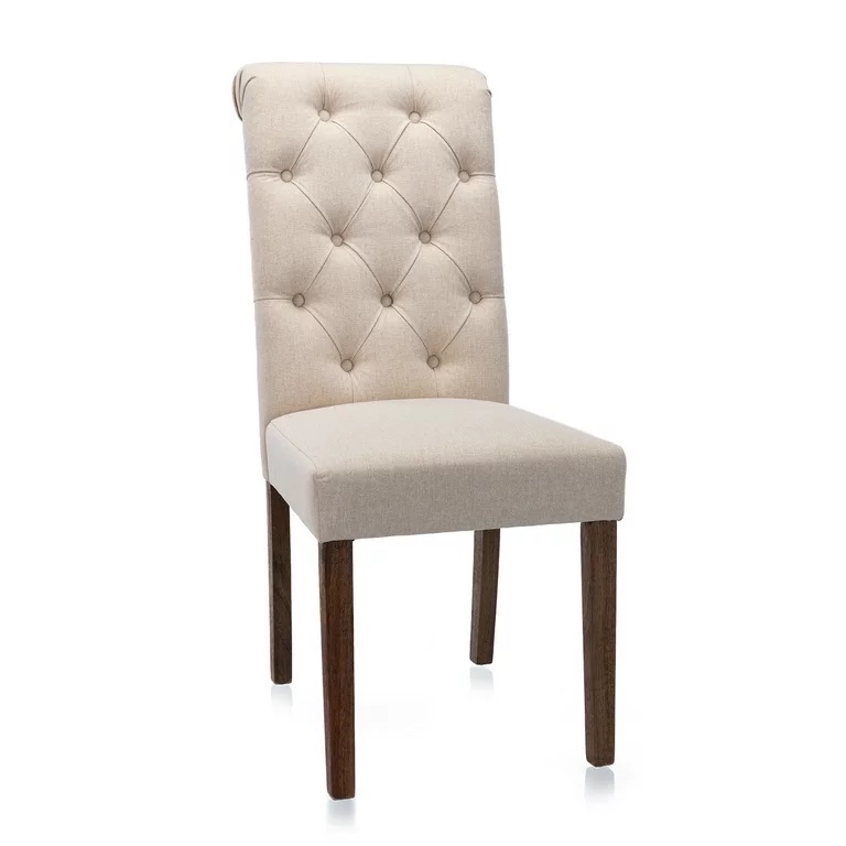 COLAMY Tufted Armless Dining Chair with Solid Wood Legs