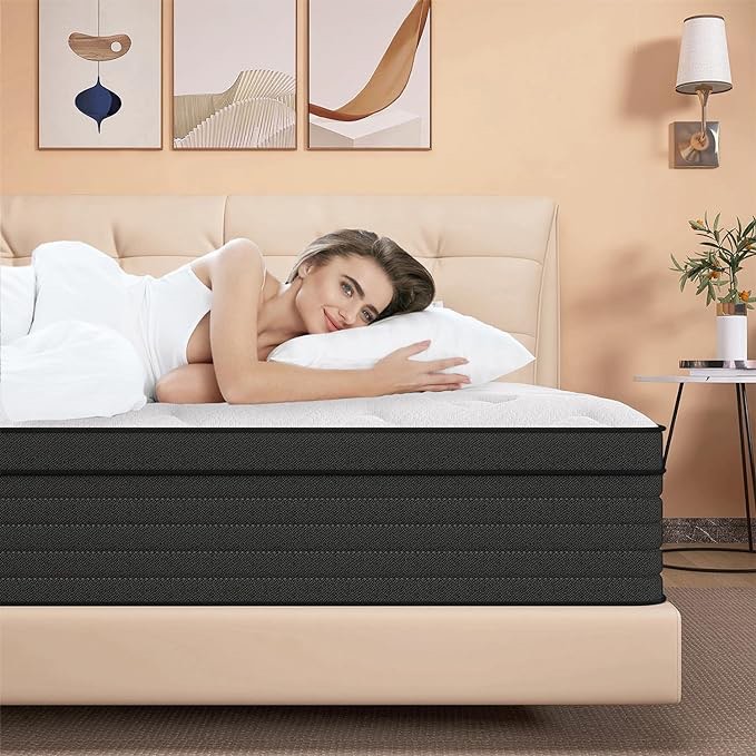 AICEHOME Queen Mattress, 12 Inch Individual Pocket Springs with Gel