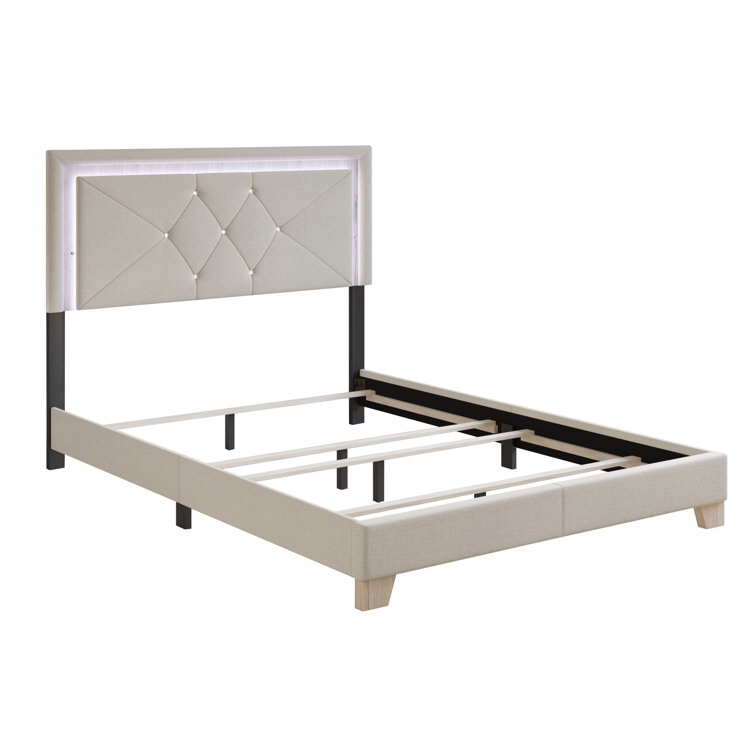 Full / Double Beckville Upholstered Panel Bed with Headboard Lighting
