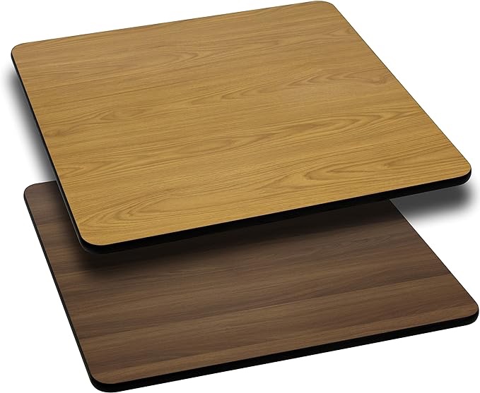 Flash Furniture Glenbrook 36'' Square Table Top with Natural or Walnut Reversible Laminate Top