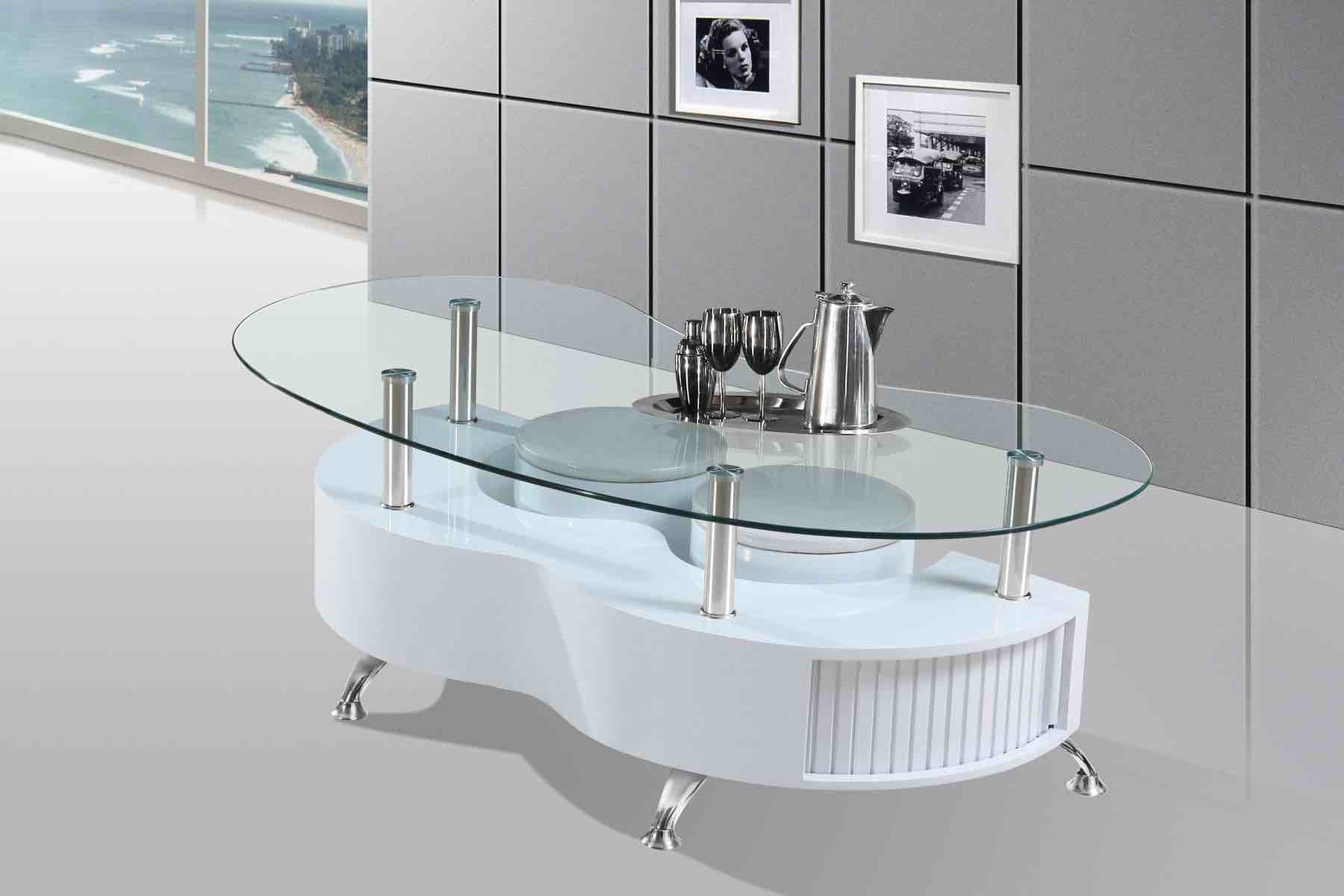 ORDER High Gloss Lacquer Coffee Table with Glass Top, 2 Stools and Inside Sotrage (incomplete 1 box only)