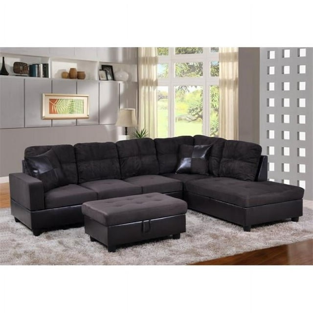 Lifestyle Furniture LF105B Avellino Right Hand Facing Sectional Sofa- Dark Chocolate - 35 x 103.5 x 74.5 in. (incomplete missing ottoman)