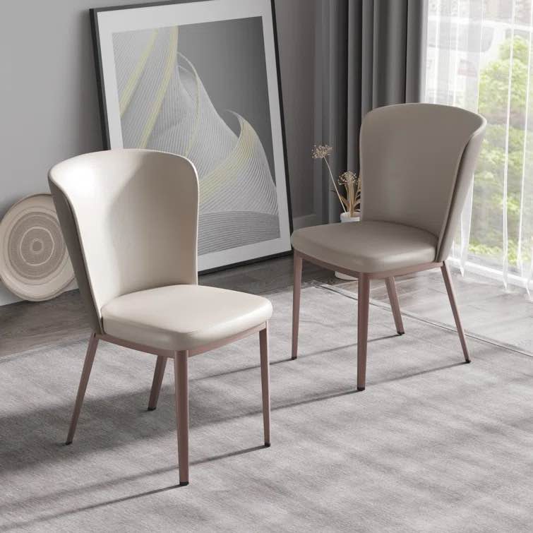 Laisiasa Steel Side Chair in Beige (Set of 2)