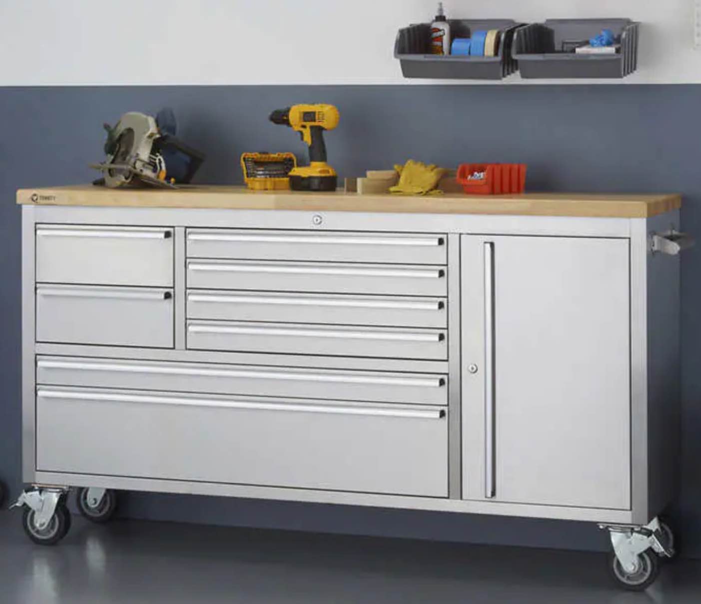 TRINITY 66" Stainless Steel Rolling Workbench