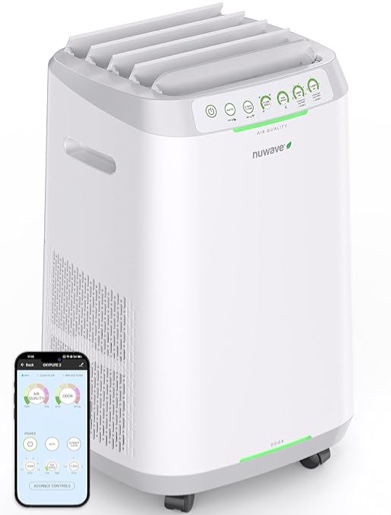 Nuwave OxyPure ZERO Smart Air Purifier, Large Area up to 2,002 Sq Ft, Dual 4-Stage Air Filtration, Adjustable 30Â°, 60Â°, 90Â° Vents, Washable & Reusable Filters for ZERO Waste & ZERO Filter Replacements