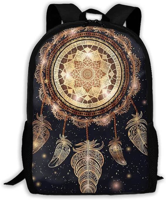 Satuen Large Capacity Bookbag Backpack 17 Inch,Magic Card Golden Mystical Stars Moon Personalized Funny Travel Laptop Backpacks Daypack with Side Pockets,Cartoon Book Bag Rucksack for Outdoor