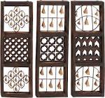 Deco 79 Wood Bell Intricately Carved Wall Decor, Set of 3 12"W, 36"H, Brown