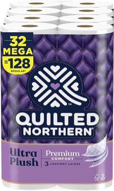Quilted Northern Ultra Plush Toilet Paper, 32 Mega Rolls = 128 Regular Rolls