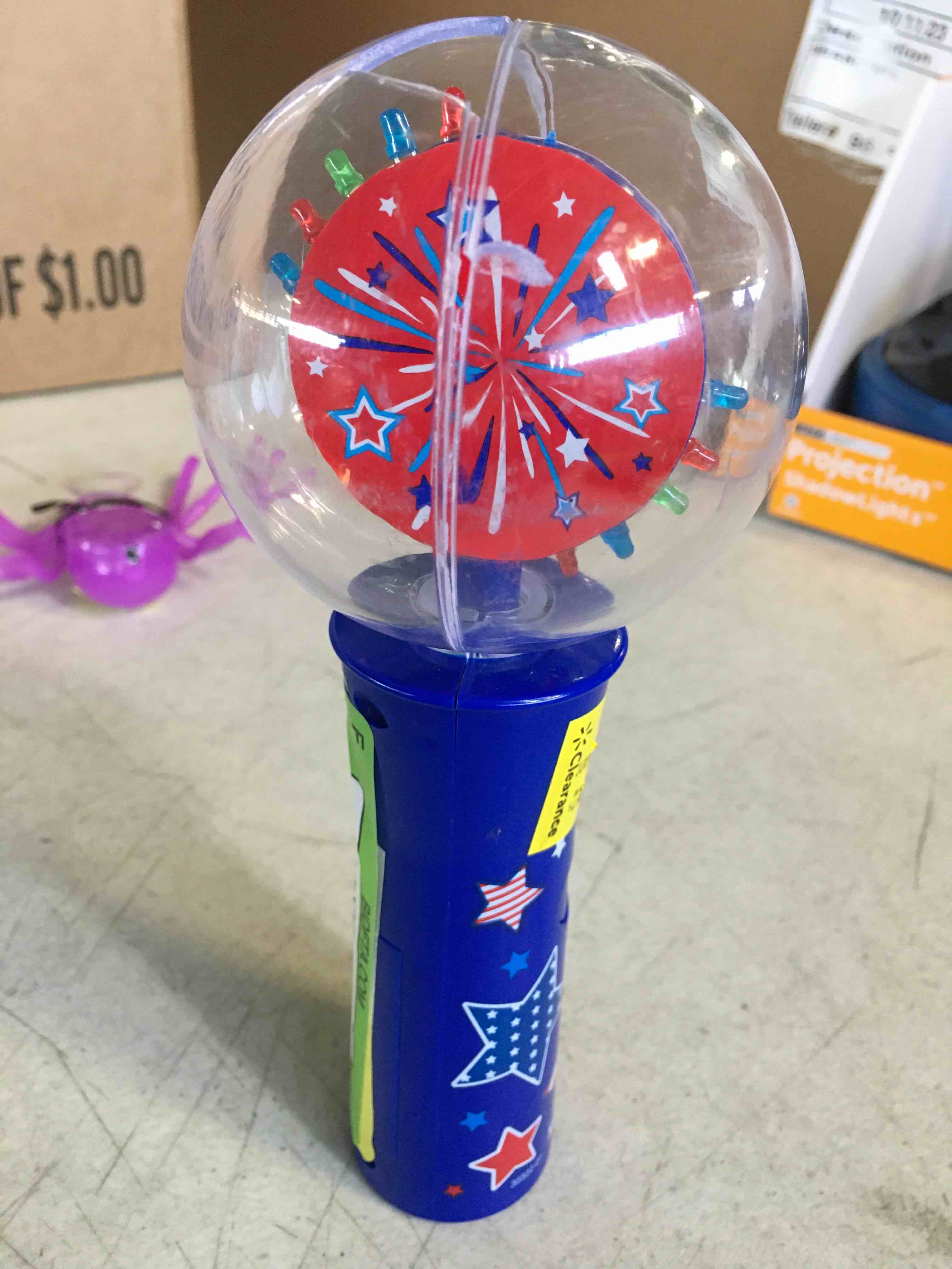 Light Up Patriotic Magic Ball Toy Wand for Kids, Flashing LED Wand for Boys and Girls with Batteries Included, Thrilling Spinning Light Show, Birthday Party Favor, 4th of July