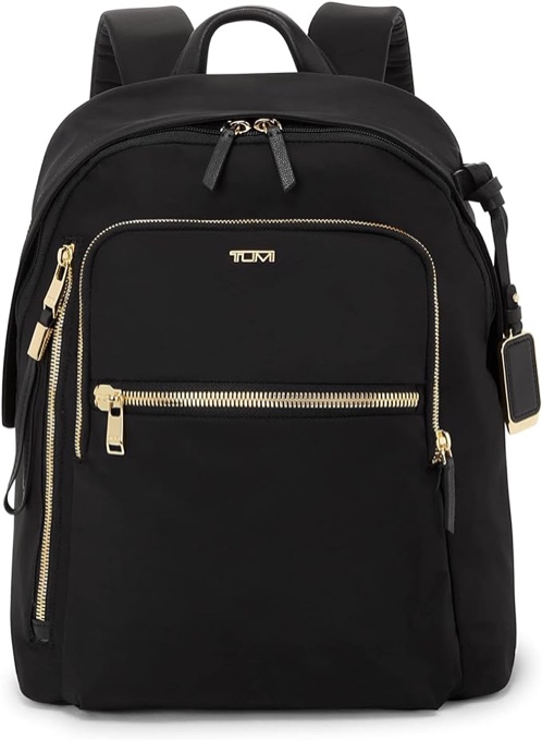 TUMI Voyageur Halsey Backpack - Men's & Women's Backpack for Travel - Laptop Backpack for Everyday Use - Balck & Gold