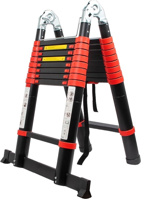 BEETRO 18.4ft Aluminum Telescoping Ladder, A Type Portable Telescopic Extension Ladder for Outdoor Working, Household Use and More, 330lb Capacity, More Durable and Safer with Balance Rod