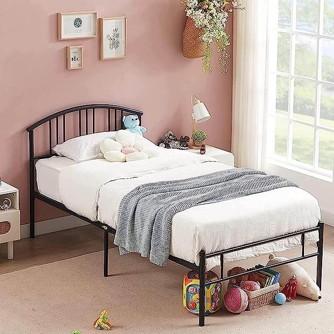VECELO 14 inch Twin Bed Frame Metal Platform Mattress Foundation with headboard Footboard Steel Slat Support/No Box Spring Needed/Easy Assembly