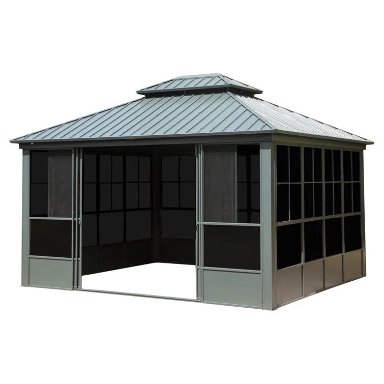 12 Ft. W x 14 Ft. D Metal Patio Gazebo (Incomplete Box 4/9 & 2/9)
