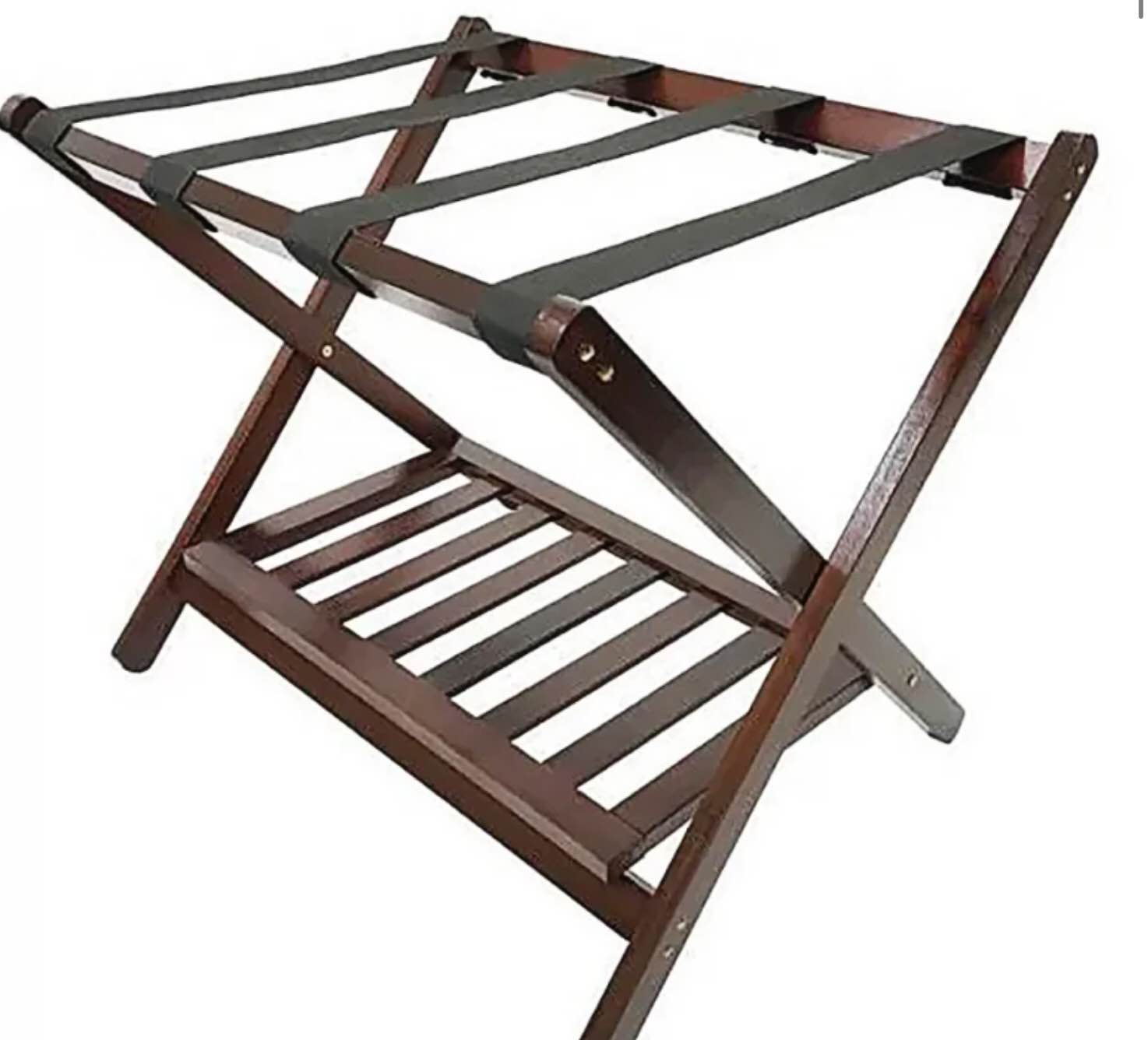 Luggage rack w/shelf walnut