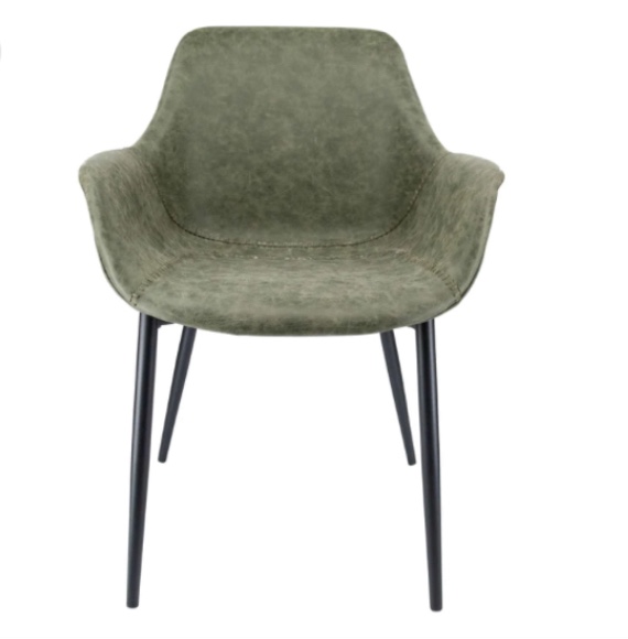 LeisureMod Markley Modern Leather Dining Arm Chair With Metal Legs - EC26G 2pcs