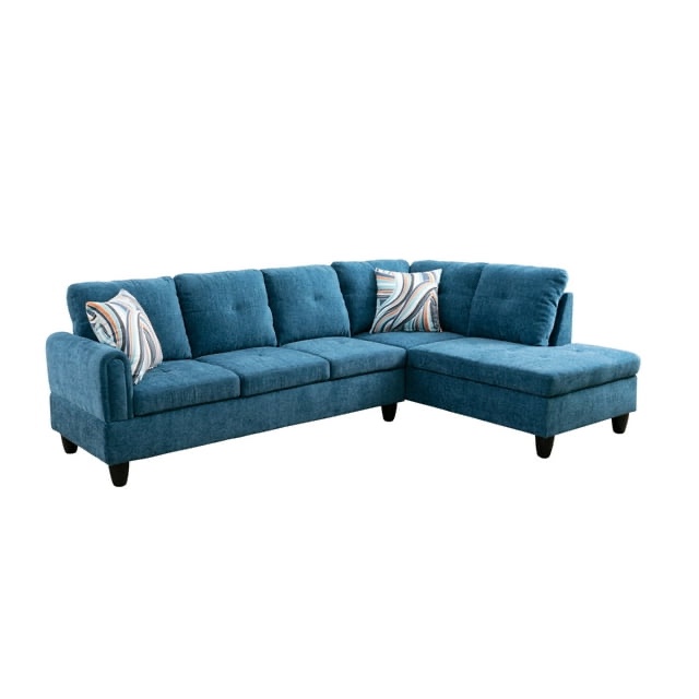 Ponliving 97" 2 Pieces L-Shaped Sectional Sofa With Pillows For Living Room Blue (Incomplete-no chaise