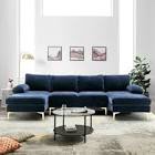 homefun blue velvet sectional (incomplete box 2/3)