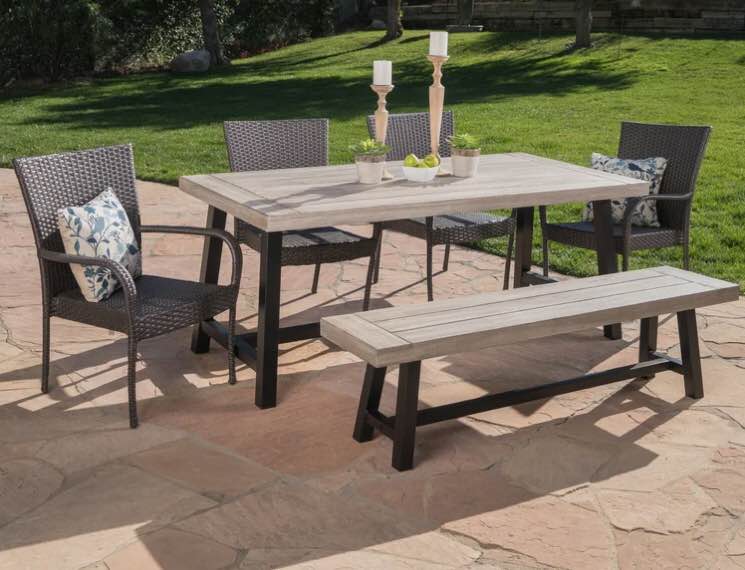 Nungesser 6 - Person Rectangular Outdoor Dining Set(incomplete box 3/3)