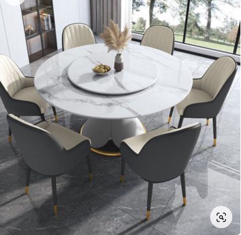 Orren Ellis Krystallee 7-Piece Pedestal Dining Set Metal /White (Incomplete, box 5/7, 6/7 and 7/7 only)