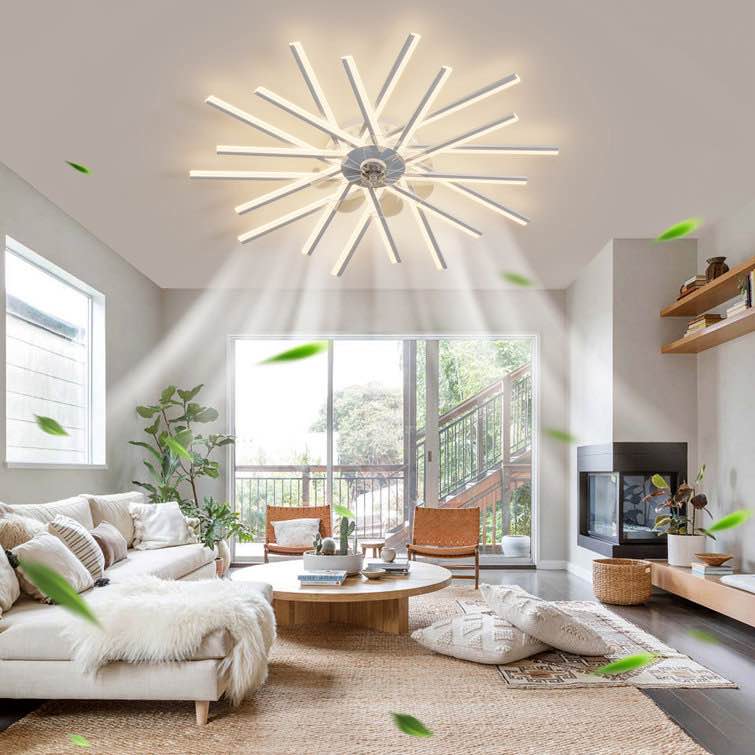 White 45'' 7 - Blade Dimmable LED Ceiling Fan with Remote Control and APP