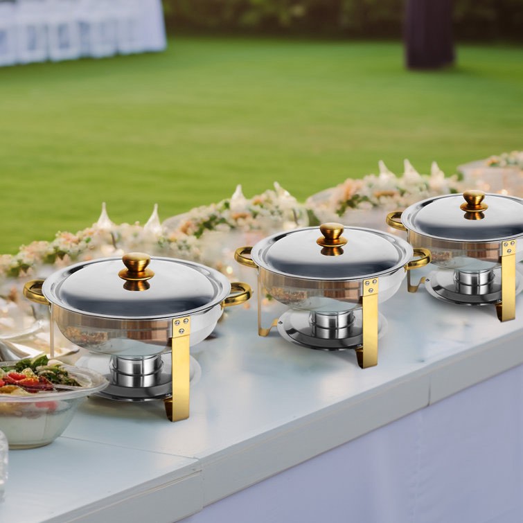 Elford 5QT Chafing Dish Buffet Set , Round Stainless Steel Chafer for Catering (2 pack)