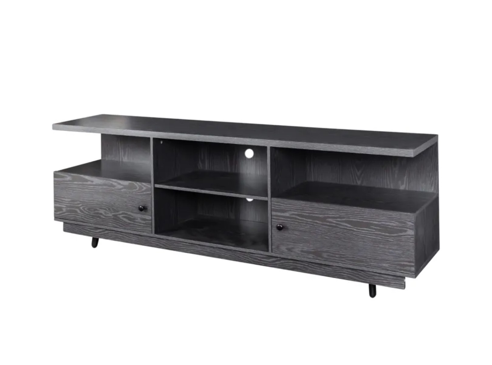 TV Stand Modern Wood Media Entertainment Center Console Table with 2 Doors and 4 Open Shelves