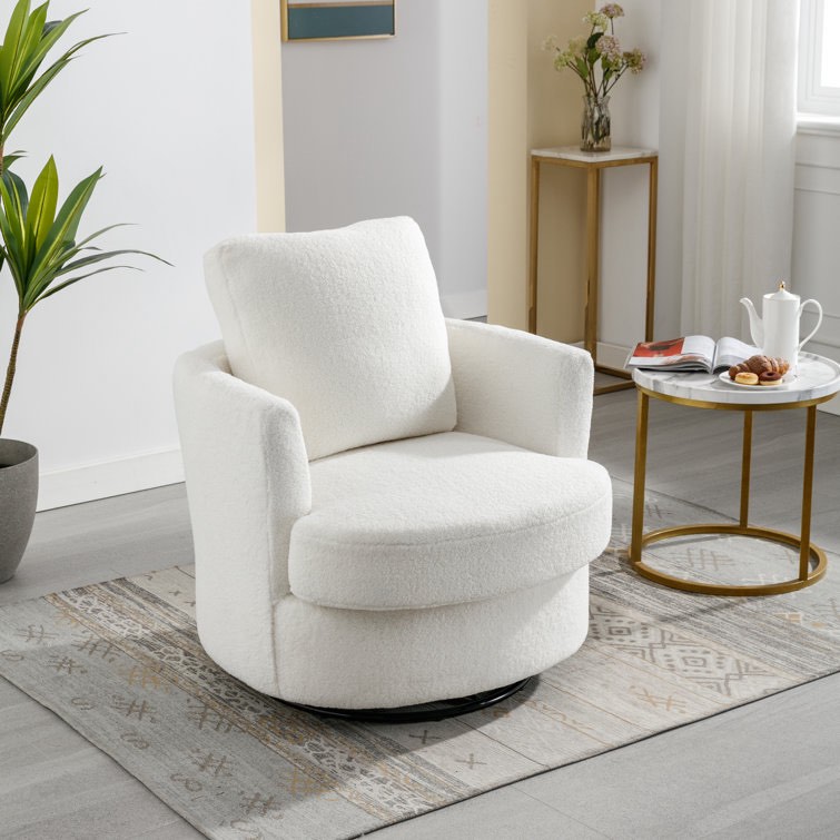 Yelina 81.08 Cm Wide Polyester Barrel Chair - Ivory