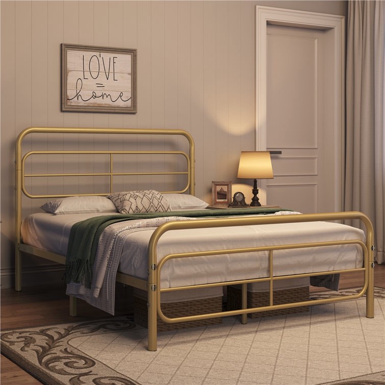 Queen Antique Gold Altoona Metal Open-Frame Bed