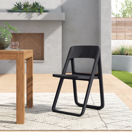 Armo Folding Patio Dining Side Chair - Black